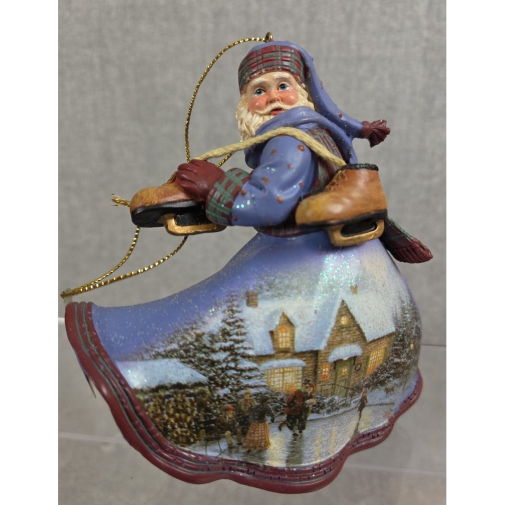 Thomas Kinkade Old World Santa Heirloom Ashton Drake 2003 At The Skaters Pond